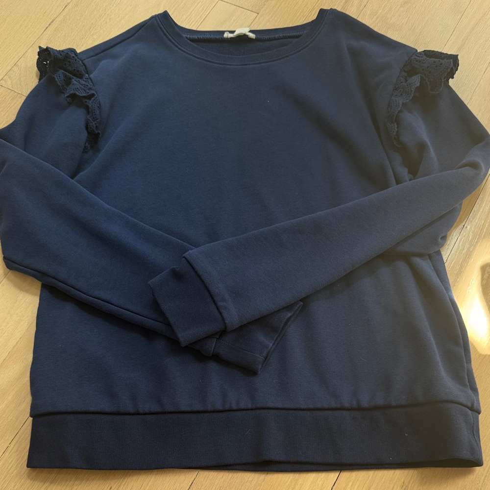 Crewcuts Navy Lace Shoulder Sweatshirt Brand New Never Worn